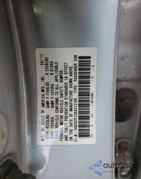 2014 Honda Accord Lx z USA, uszkodzony, nr VIN 1HGCR2F30EA013186
